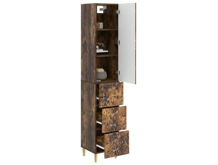 KTHLBRH 2-teiliges Schrank-Set Eiche Smoke 33 x 34,5 x 90 cm Technisches Holz, 3 Schubladen, 2 Einlegeböden, 1 Tür, vielseitig einsetzbar