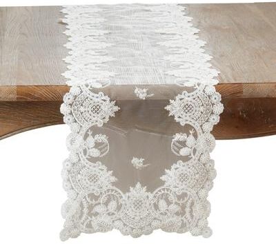 Saro Lifestyle "Floral Net Lace Table Runner - 15""x72"""