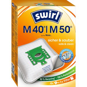 Swirl Staubsaugerbeutel M40 / M50 MicroPor Plus, mit Ersatzfilter, für Staubsauger Miele, 4 Stück