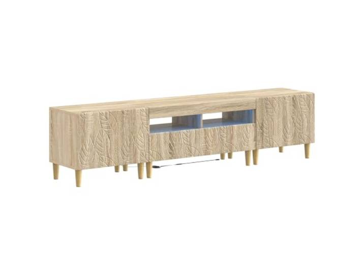 GKHPYURE TV-Schrank mit 3 LEDs, Sonoma-Eiche Einstellbare LED-Streifenlichter, umkehrbare Türen mit 90°-Scharnieren, mehrere Fächer, schlankes Design