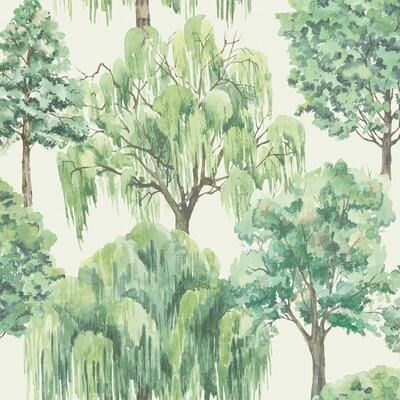 Seabrook Designs 53.8 sq. ft. Whispering Willow Nonwoven Paper Unpasted Wallpaper Roll
