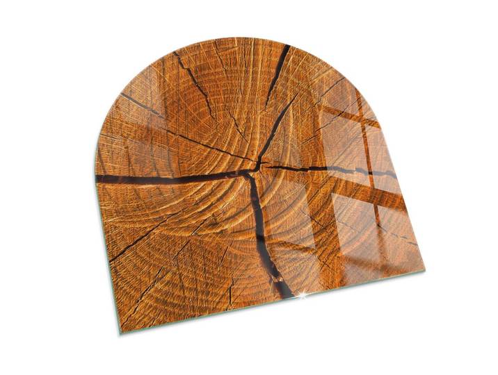 KAMINBODENPLATTE 100x100 cm - Holzmaserung im Querschnitt
