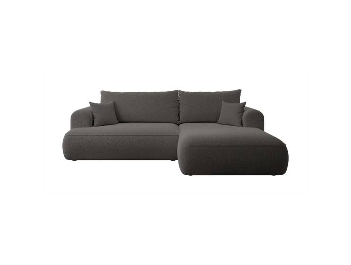 Ecksofa mit Schlaffunktion Ovo, L-förmig, dunkelgrau mit
