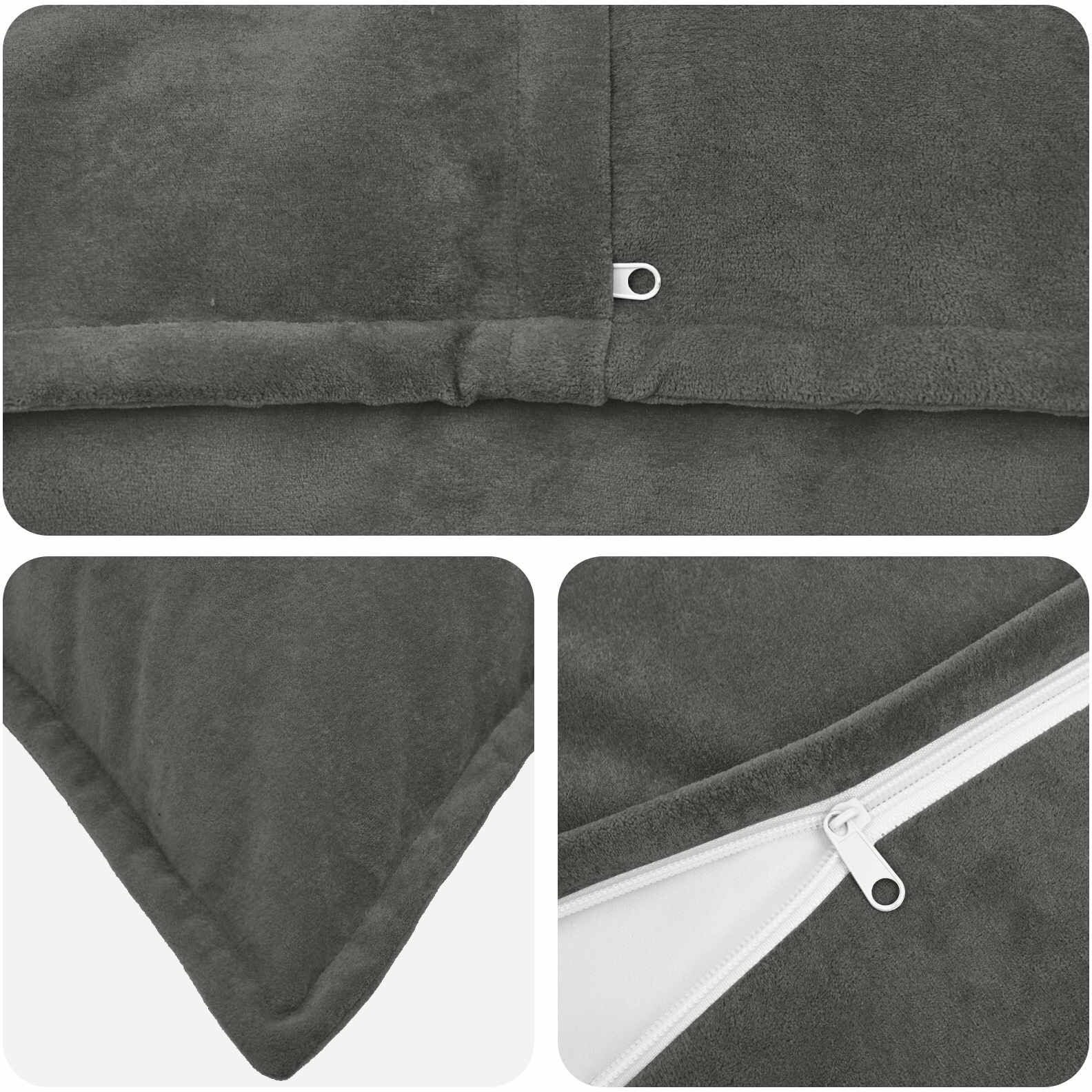 vidaXL Coussin HOUTEN 12 pc Anthracite Fleece en microfibre