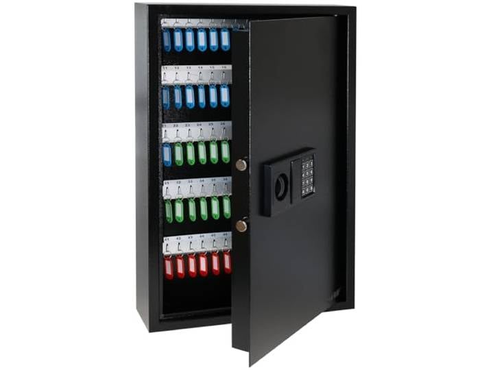 HMF Schlüsseltresor mit Zahlencode, Schlüsselsafe mit Elektronikschloss 100 Haken 66,5 x 43 x 13 cm Schwarz