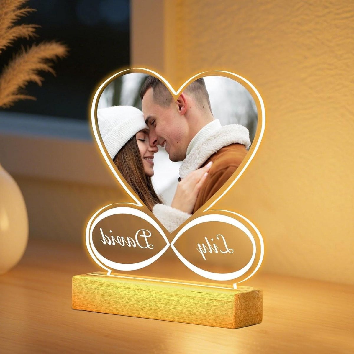 Gepersonaliseerde Acryl Fotolijst met LED-verlichting - Stijl 1