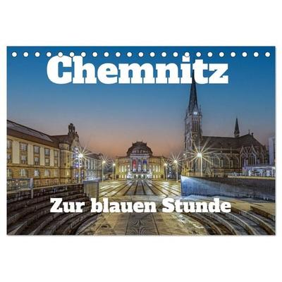 Chemnitz zur blauen Stunde (Tischkalender 2026 DIN A5 quer), CALVENDO Monatskalender
