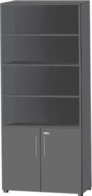 Schäfer Shop Select Kombischrank Start Off, 6 OH, 2 OH mit Tür, abschließbar, B 800 x T 420 x H 2240 mm, graphit/graphit