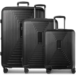 Redolz Essentials 14 4 Rollen Kofferset 3-teilig mit Dehnfalte, Koffer, Schwarz