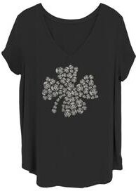 Plus Size Women's Trooper Clover V-Neck T-Shirt by Mad Engine in Black (Size 2X (18-20))