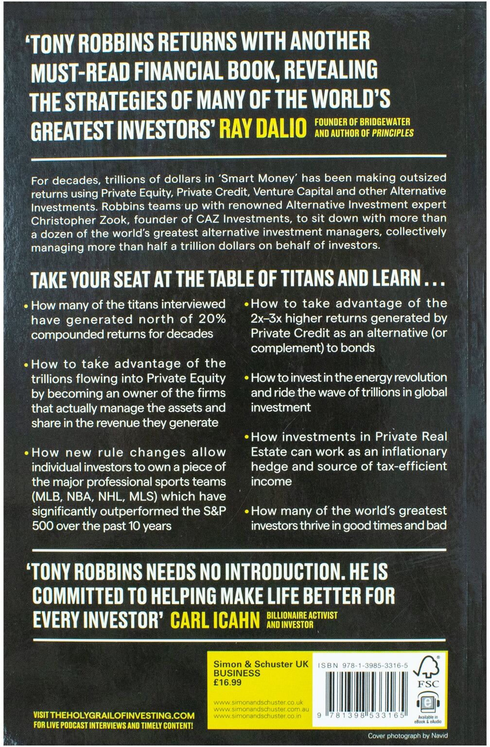 Simon & Schuster UK The Holy Grail of Investing by Tony Robbins & Christopher Zook - Paperback - Financial Freedom Series - Private Markets Investing Guide