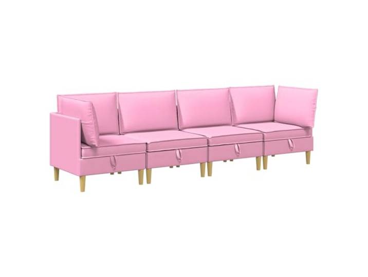 Makastle Modulares Sofa Set mit Stauraum 4-TLG. Rosa Stoff