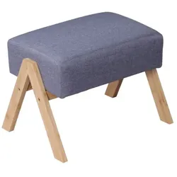 Relaxdays Fußhocker Bambus & Stoff Grau,Hellbraun