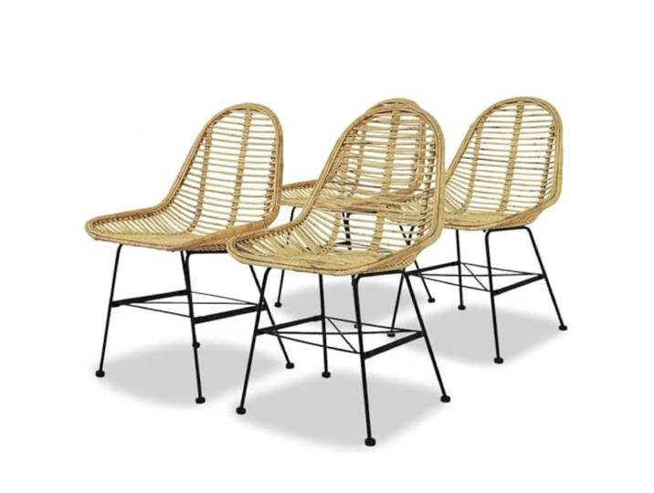 Molumvel 4 STK. Rattan Esszimmerstühle, Kolonialstil Stuhlset, Beige Ergonomischer Sitzkomfort, Robuste Schmiedeeisen-Beine, Rustikales Küchendesign
