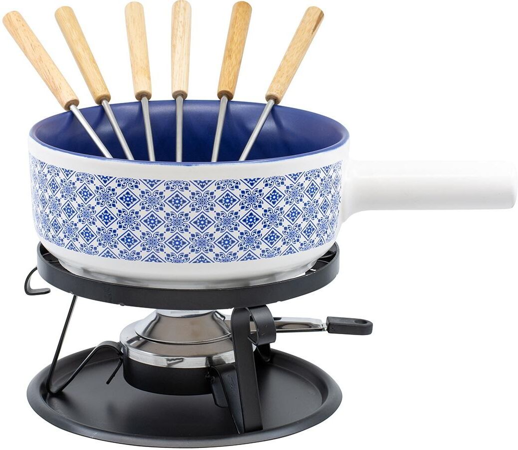 KADASTAR Fondue "Kacheln 9-teilig", blau (blau, weiß), Fondues, Fondue blau, weiß Einheitsgröße