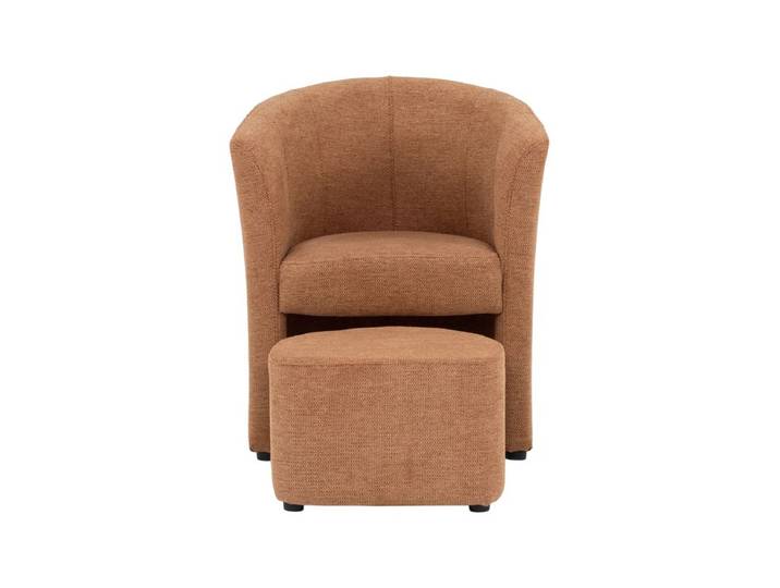 Fauteuil cabriolet et pouf CLAYTON II tissu guilty rouille