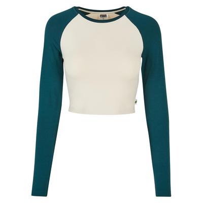 Langarmshirt URBAN CLASSICS "Urban Classics Damen", Damen, Gr. 5XL, grün (sandweiß, jasper), 95% Baumwolle, 5% Elasthan, unifarben, normal, Rundhals, Shirts Langarmshirt
