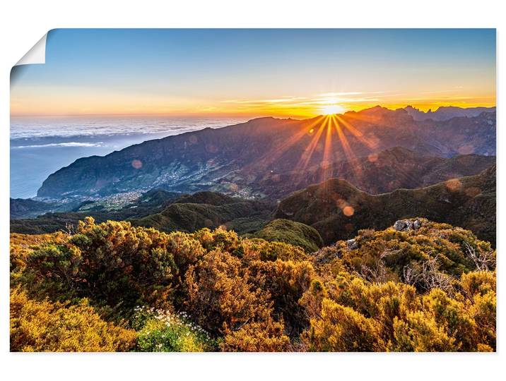 Wandbild ARTLAND Sonnenaufgang über Madeira Bica da Cana , bunt (farbe bild(er): orange), B:30cm H:20cm, Papier, Bilder, Wandbild, als Alubild, Leinwandbild, Poster, Wandaufkleber in verschied. Grössen