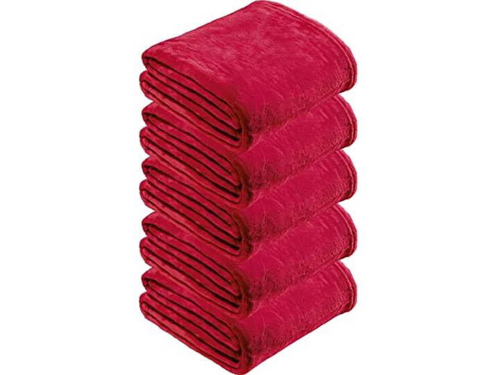 REDBEST Microfaserdecke Amarillo 5er-Pack, Fleece-Wohndecke, Sofadecke rot Größe 130x180 cm - kuscheliger Teddyfleece, pflegeleicht, waschbar