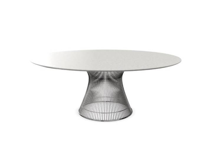 KNOLL table ronde PLATNER Ø 180 cm (Nickel / Statuarietto - Métal / marbre)