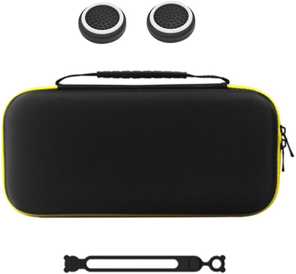 TABLETCOVERS.DK Nintendo Switch 2 Opbevaringstaske m. Silikone Kabelbinder & Joystick Grip Caps - Sort / Gul