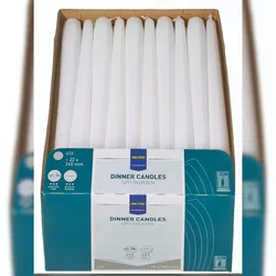 METRO Professional Spitzkerzen, Paraffin, 2.2 x 24 cm, ca. 7 Std., weiß, 60 Stück