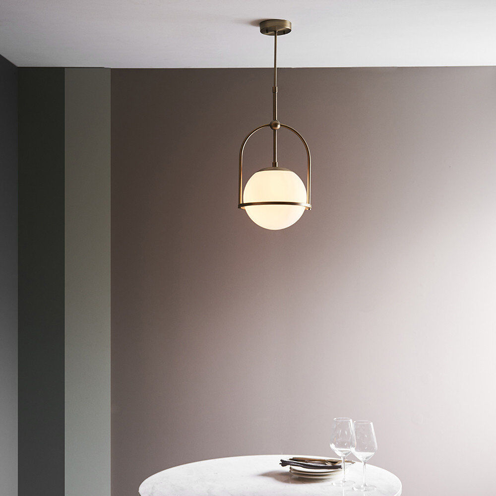 Canora Grey Cadel 1 - Light Matt Antique Brass Single Pendant Matt Antique Brass 44.5cm H X 27.5cm W X 27.5cm D
