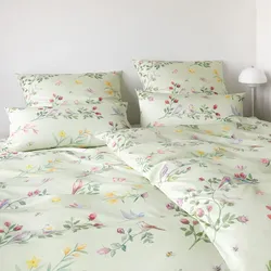 elegante Seiden Satin Bettwäsche Songbird pistaziengrün Kissenbezug einzeln 70x90 cm - grün