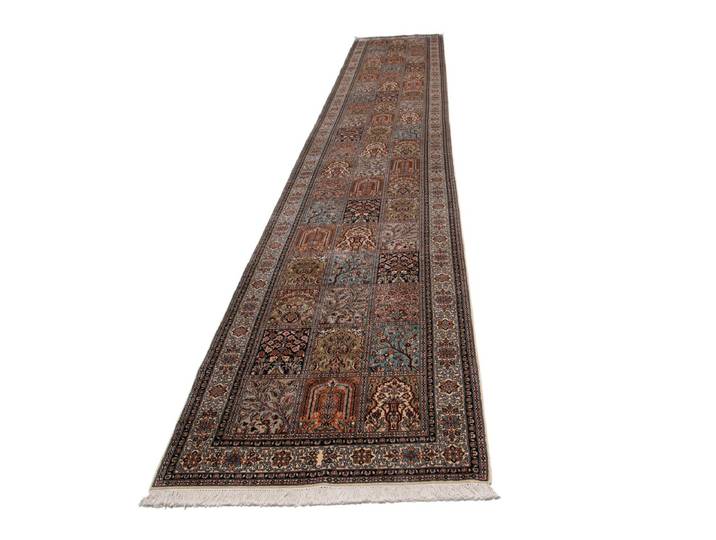 Kaschmir Seide Teppich 90x546 Handgeknüpft Orientteppich Läufer Seide