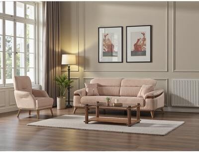 Furnia Semedo 3 Pieces Living Room Sets 1 Sofa 2 Chair