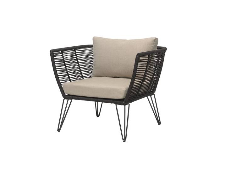 Bloomingville - Mundo Lounge Chair mit Kissen, schwarz / beige