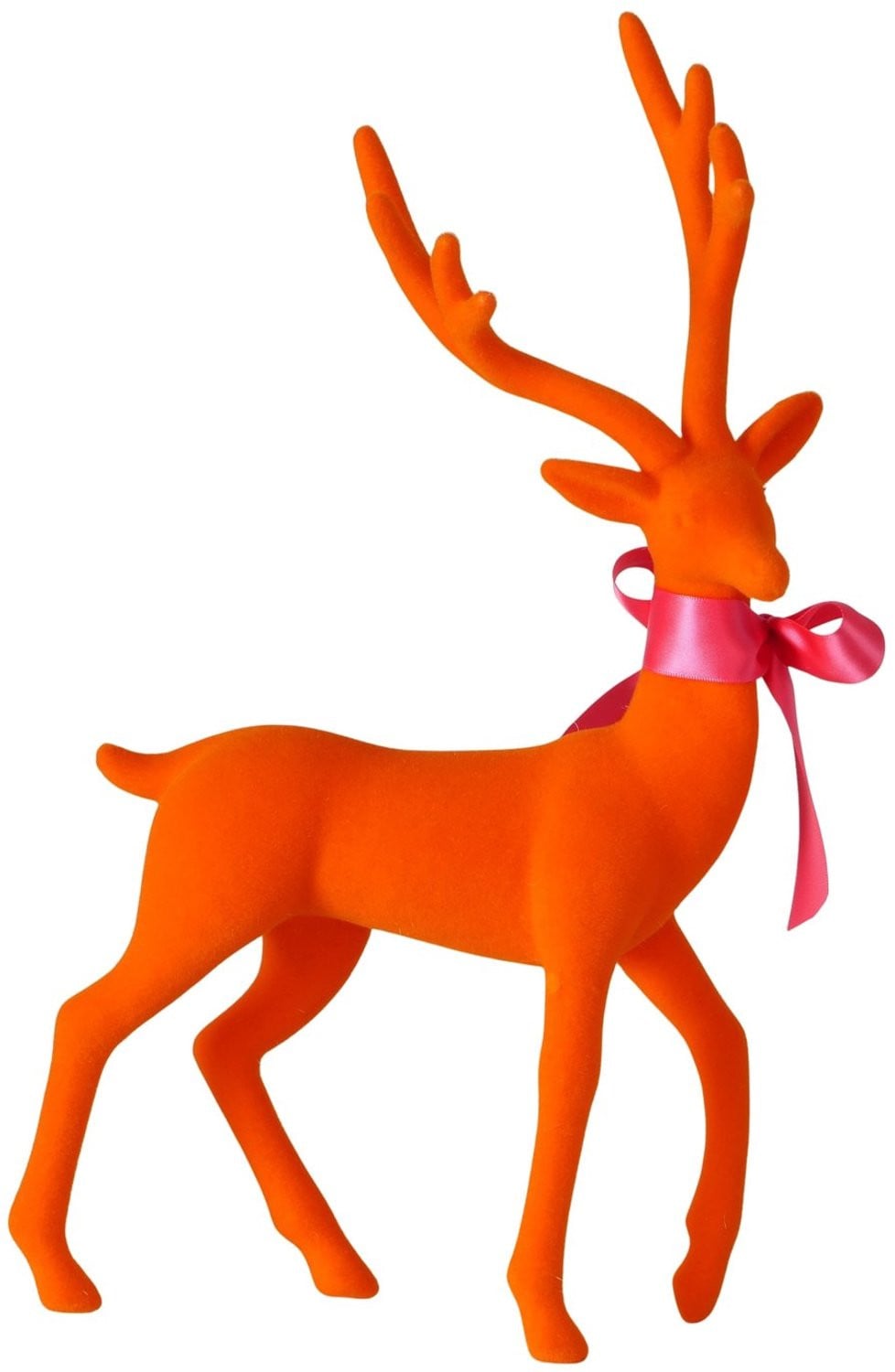 Boltze Rendier kerstdecoratie - Oranje fluweel - 40 cm