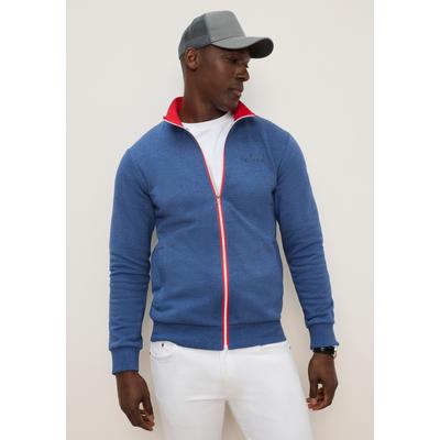 Sweatjacke DELMAO, Herren, Gr. S, blau, Obermaterial: 60% Baumwolle, 40% Polyester, angesetztes Bündchen, Sweatjacken Sweatjacke, mit Reißverschluss, hochschließender Kragen, Langarm