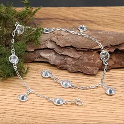 Drachensilber Fußkettchen Kristall Zirkonia Steine  925 Silber Fußschmuck - Silber