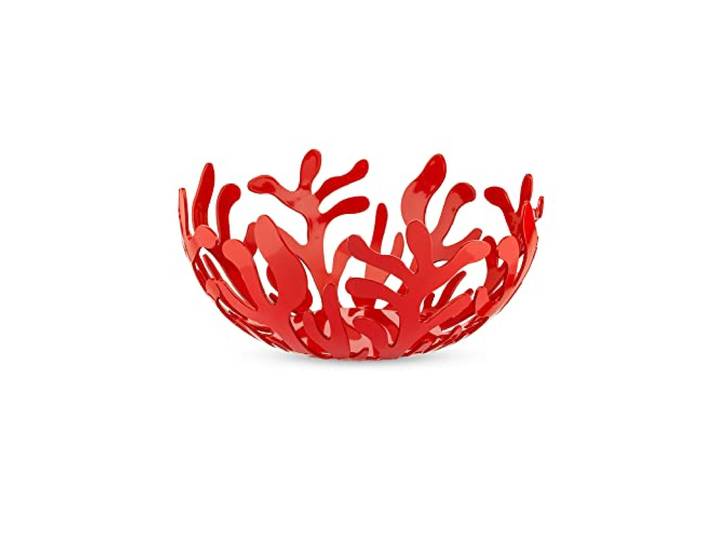 Alessi ESI01/21 Mediterraneo fruithouder van roestvrij staal, epoxyhars gelakt, rood, Ø 21 cm