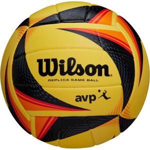WILSON Beachvolleyball AVP OPTX Replica, Größe 5, gelb/schwarz/rot, 280 Gramm, Trainingsball