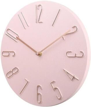 Uplift Picks 30cm Silent Wall Clock With Rose Gold Numbers pink Rose Gold Needle 30 Cm