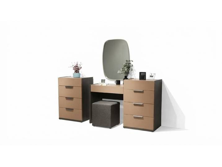 Xlmoebel Schminktisch Make Up Tisch mit Spiegel aus Holz im modernen Design 2tlg. (Schminktisch-Set, Make Up Tisch mit Spiegel), Made in Europa