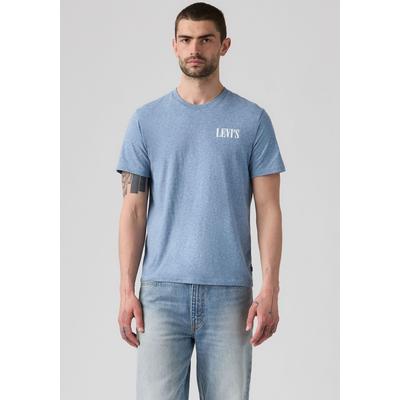 T-Shirt LEVI'S "GRAPHIC CREWNECK TEE", Herren, Gr. XL, blau (logo moonlight blau), Feinstrick, Obermaterial: 50% Polyester, 38% Baumwolle, 12% Viskose, normal, Rundhals, Shirts T-Shirt, Melierter Feinstrick, pflegeleichter Materialmix