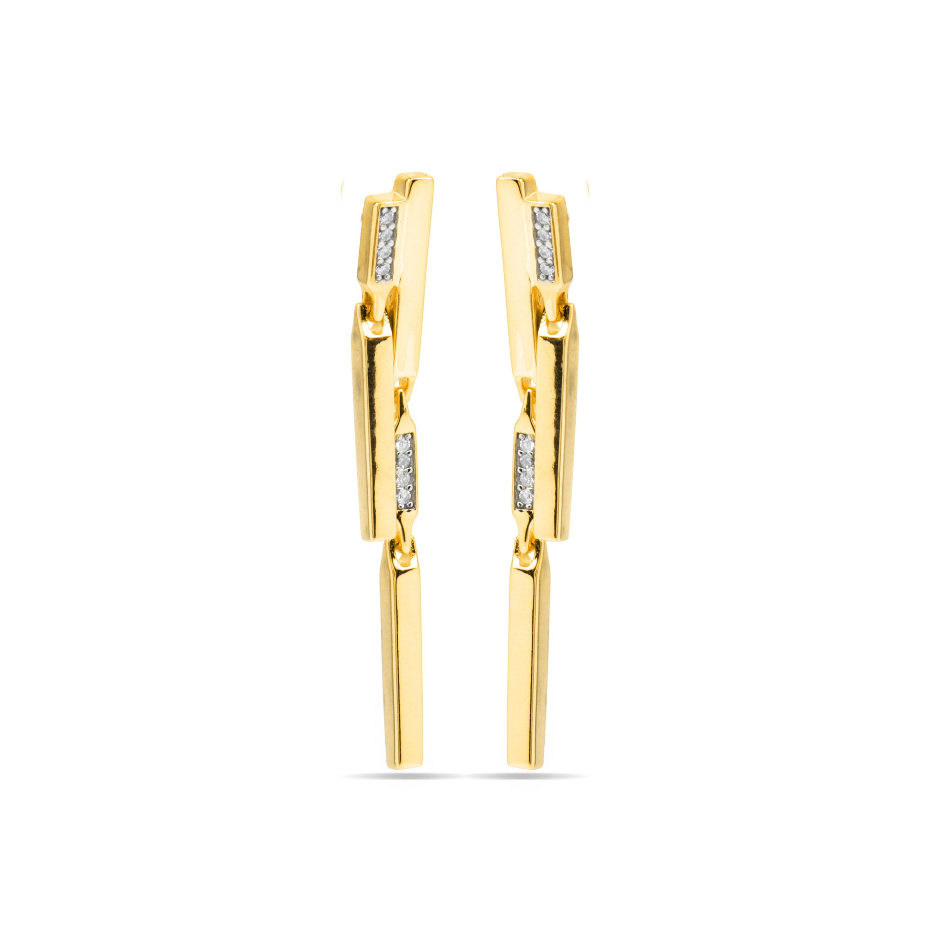 Luxenter Ohrringe aus 925er Sterlingsilber mit Zirkonia, 18 Karat Gelbgold-Finish – Onca