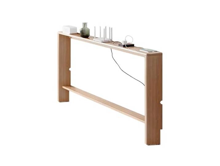 Vethenx Console Table,Schmaler Beistelltisch,Beistelltisch der Couch,Langer,einfacher Installation,für Wohnzimmer/Schlafzimmer/Eingangsbereich/hinter Türen（Holzfarbe-100×10×69）