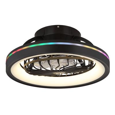 GLOBO LIGHTING Deckenleuchte "DEANNE", schwarz (schwarz matt), Ø 48cm H: 20cm, 1 Stk., Leuchten, Ventilator opal kühlen-heizen RGB Regenbogen modern Wohnzimmer, Deckenleuchte