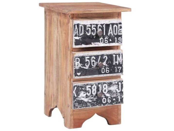 Fisinber Nachttisch Massivholz 30x30x51 cm Beistelltisch 3 Schubladen Handgefertigte Kommode aus Altholz mit 3 Schubladen für Schlafzimmer und Wohnzimmer, jedes Stück ein Unikat.