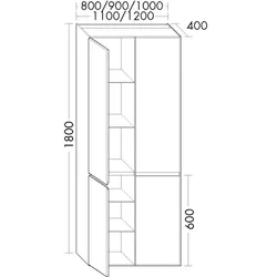 Burgbad Hochschrank rc40 1800x1000x400 Eiche Hellgrau, SGJD100F4602 SGJD100F4602