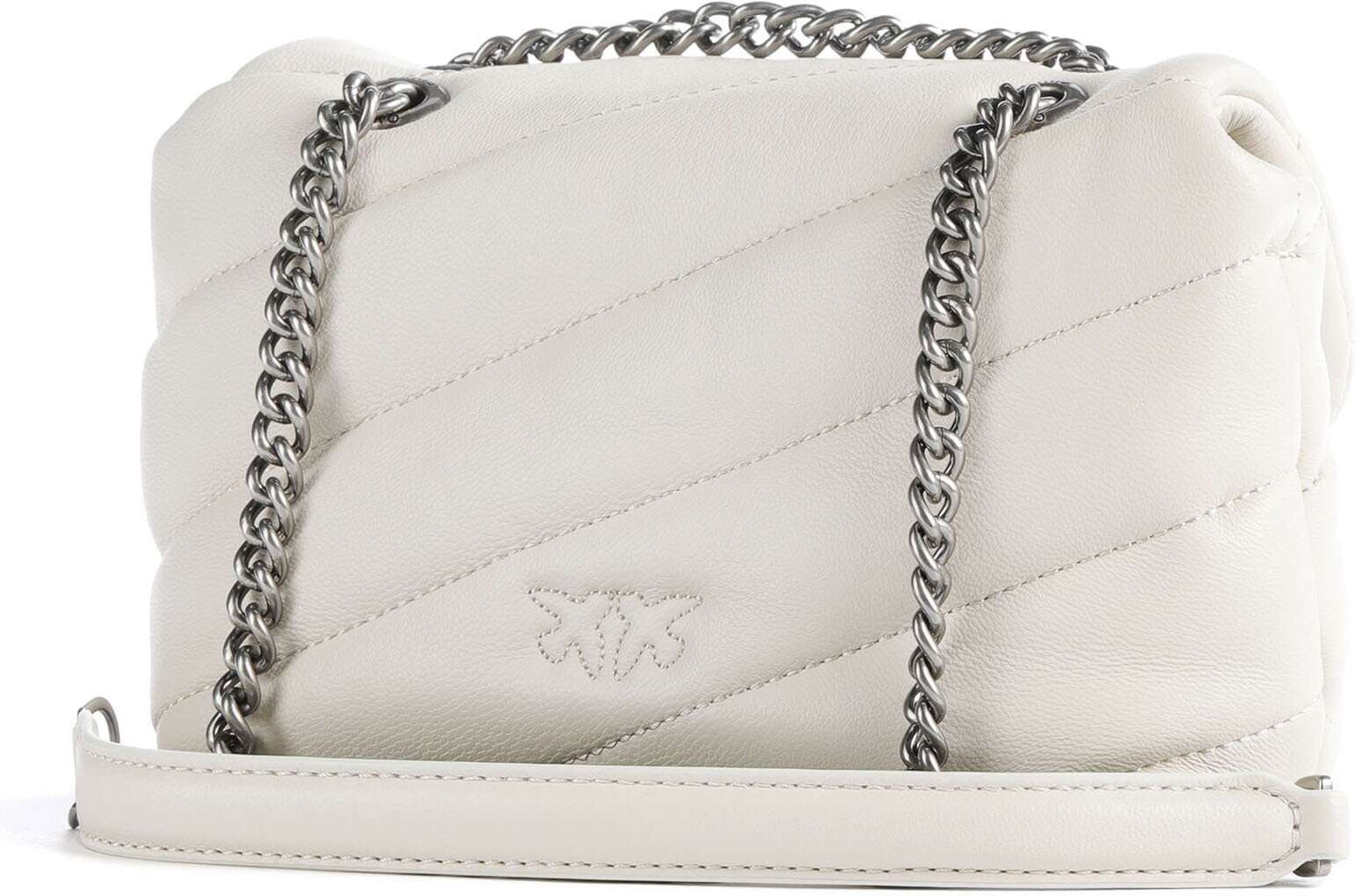 Pinko Love Puff Baby Schultertasche aus Leder, beige