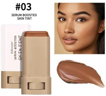 Inspired Finds Serum Boosted Foundation Stick Hydrating Skin Tint Balm Silky Coverage Travel Makeup #03 Golden Tan