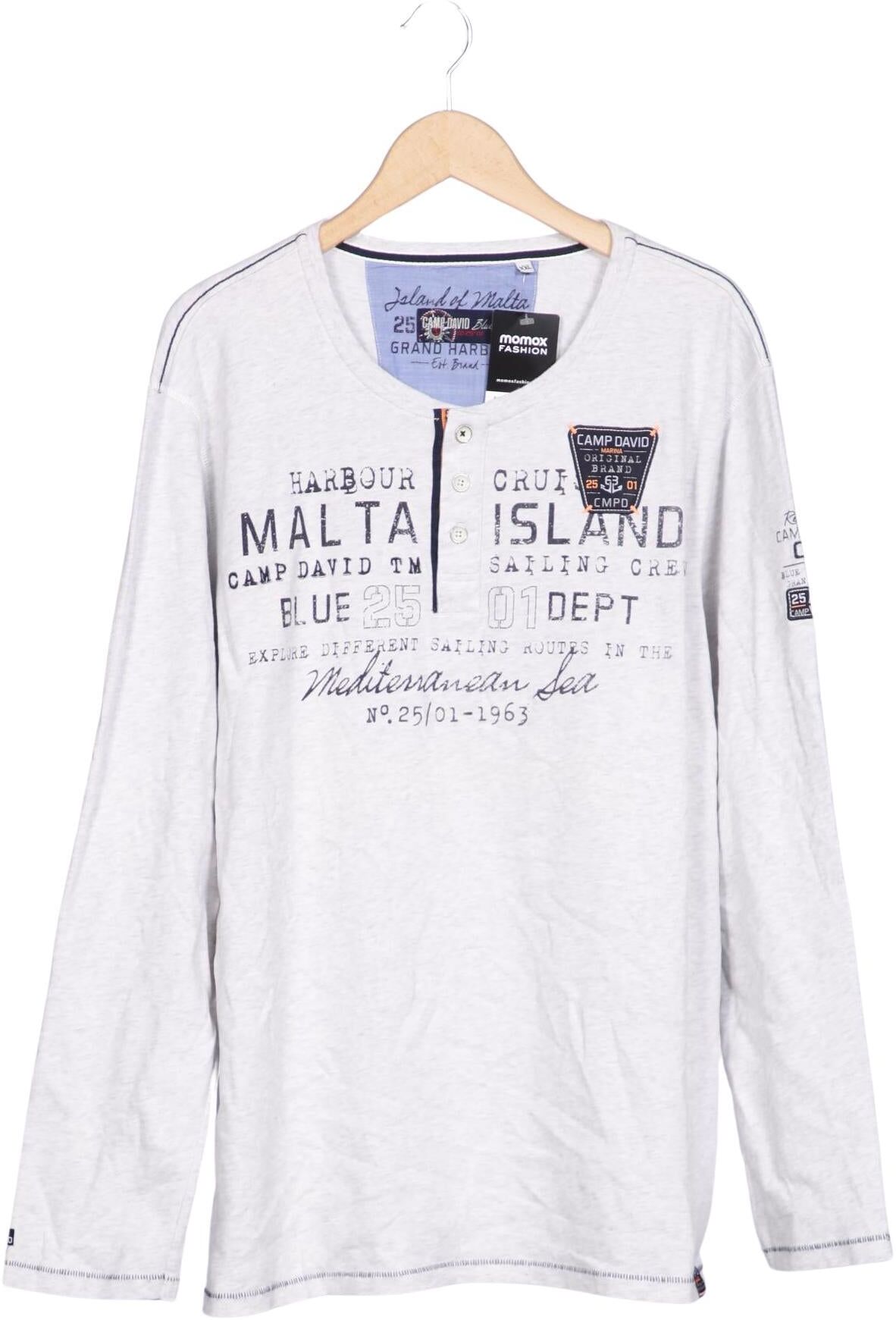 Camp David Herren Langarmshirt, Grau, Gr. Xxl, Baumwolle - Second Hand