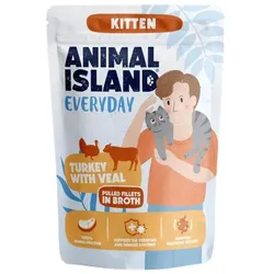 Animal Island Everyday – Truthahn mit Kalbfleisch in Brühe 85g für Kätzchen