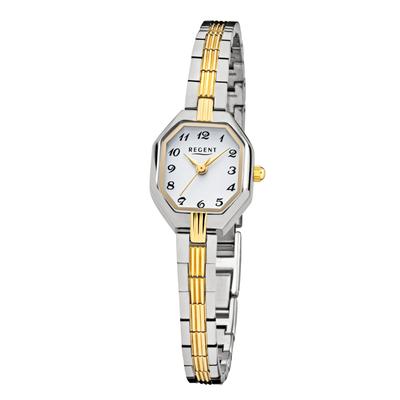 Quarzuhr REGENT, gold (silbergoldfarben, weiß), Armbanduhren, Damen, silbergoldfarben, Quarzuhr, Armbanduhr, Damenuhr, Edelstahlarmband, analog