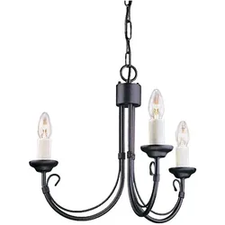 Elstead Lighting, Kronleuchter, Chartwell Kronleuchter E14 3-fach Schwarz, Made in UK (43 cm)